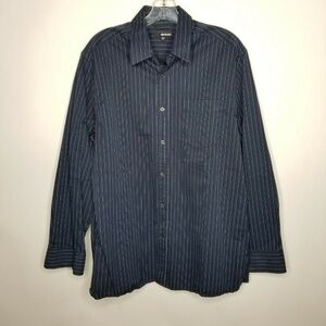 Murano Men Size L Casual Shirt Blue Black Striped